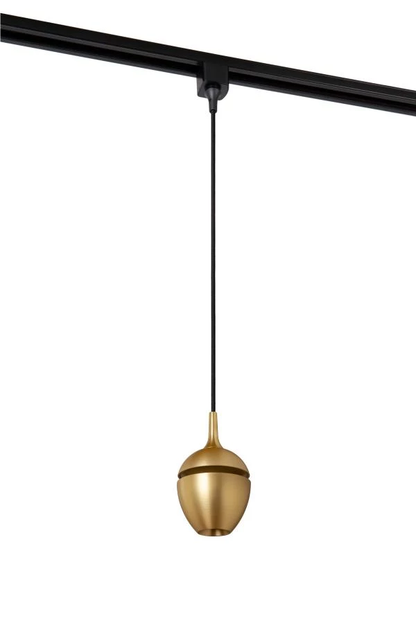 Lucide TRACK PRESTON pendant - 1-circuit Track lighting system - 1xGU10 - Matt Gold / Brass (Extension) - turned off